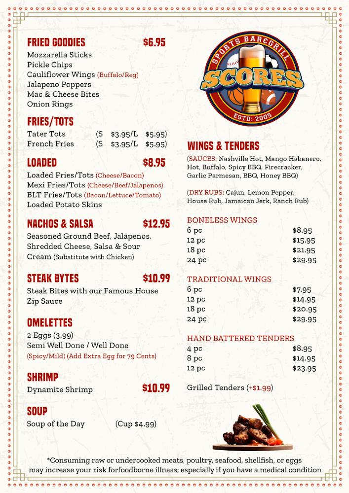 Scores Sports Bar and Grill Menu image 2